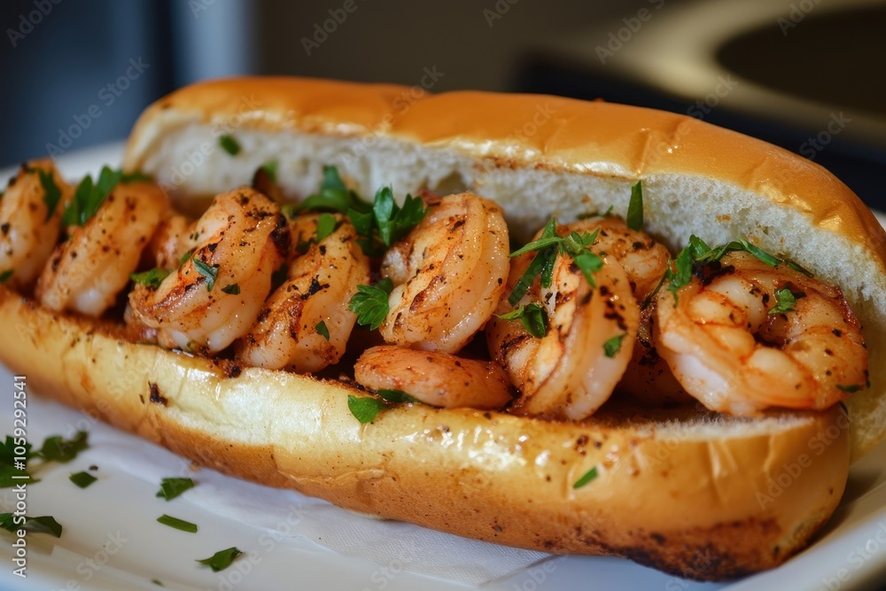 Shrimp sandwich on a sub Shrimp sandwich on a sub