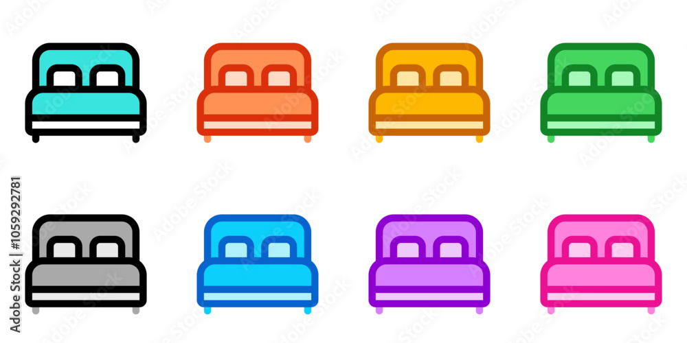 Editable double bed vector icon. Part of a big icon set family. Perfect for web and app interfaces, presentations, infographics, etc Editable double bed vector icon. Part of a big icon set family. Perfect for web and app interfaces, presentations, infographics, etc
