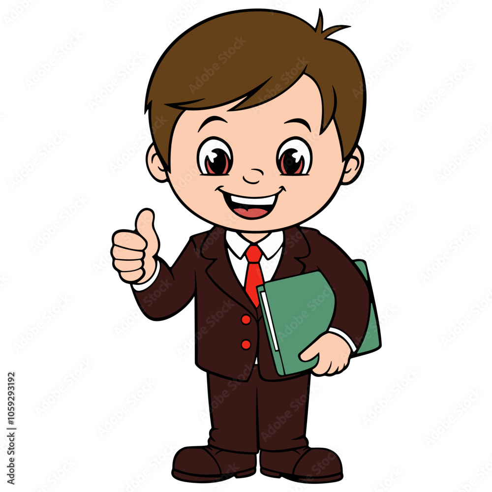 Cartoon businessman gives a thumbs up Cartoon businessman gives a thumbs up