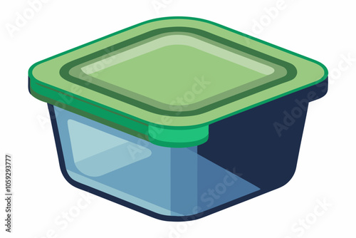  Transparent plastic tupperware with blue cover in white background