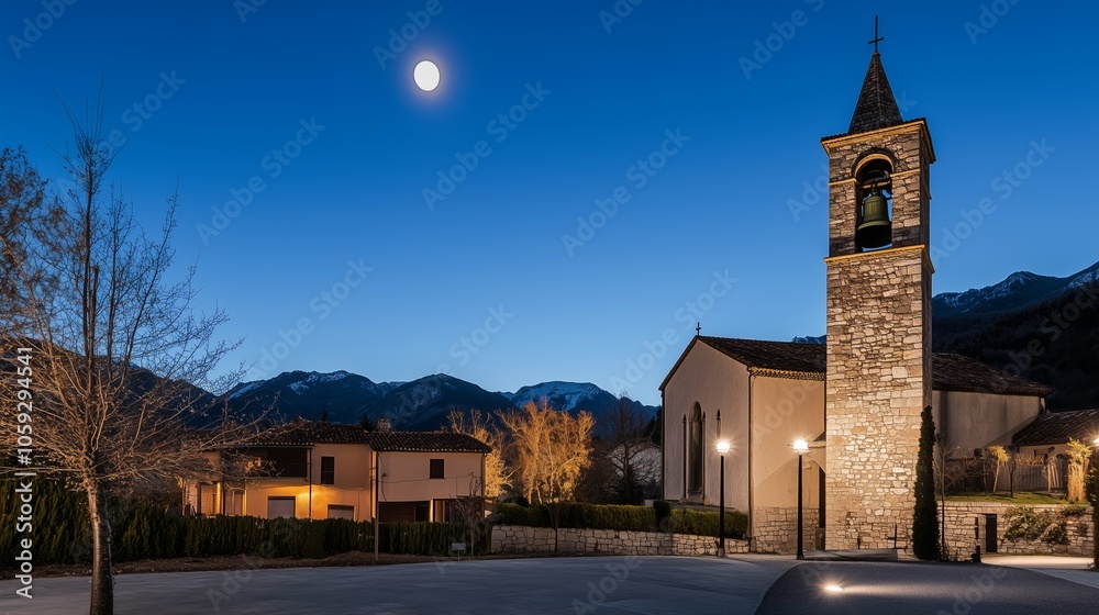 Obraz premium Church Bell Rings On Tower On Sky Background