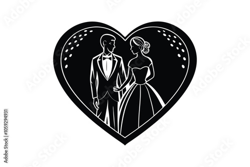 Silhouette of a Couple Vector Illustration Elegant Black and White Design Symbolizing Love, Togetherness, and Affection