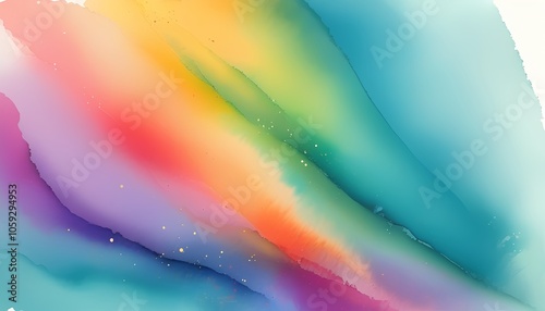 Colorful Abstract Watercolor Background with Rainbow Spectrum and Vibrant Patterns