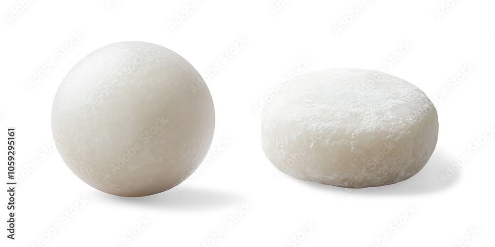 Partially Eaten White Mochi with Creamy Filling on a Transparent Background