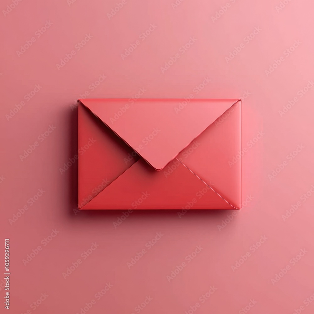 Minimalist Red Envelope on Pink Background Minimalist Red Envelope on Pink Background