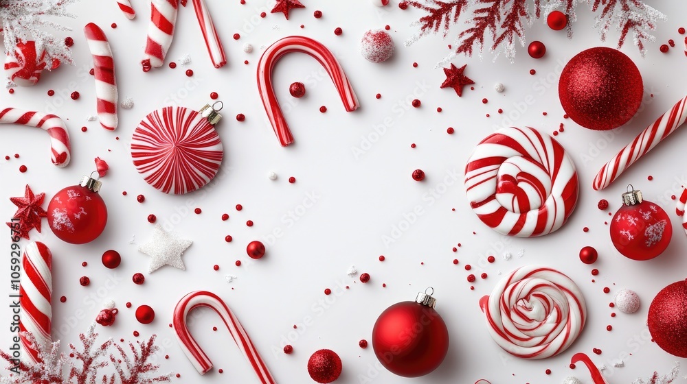 3D candy canes and lollipops forming holiday shapes on a blank white surface. 3D candy canes and lollipops forming holiday shapes on a blank white surface.