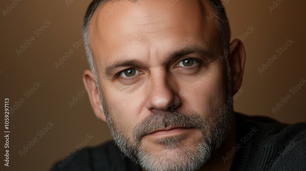 Serious Middle-Aged Man with Stubble Beard Serious Middle-Aged Man with Stubble Beard