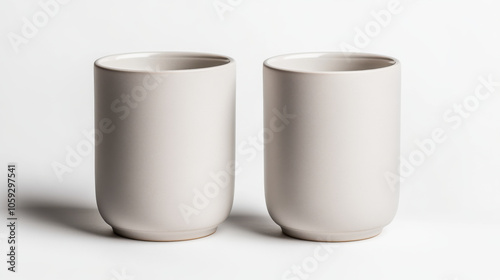 Minimalist ceramic cups in soft white color, perfect for any setting