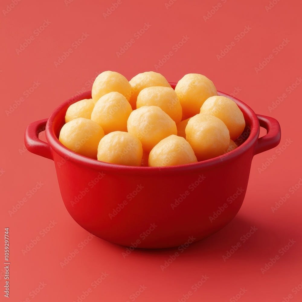 Delicious Golden Potatoes in a Vibrant Red Bowl Delicious Golden Potatoes in a Vibrant Red Bowl