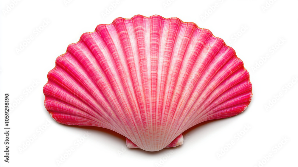 Fototapeta premium vibrant pink seashell with intricate ridges and curves. Perfect for decor.