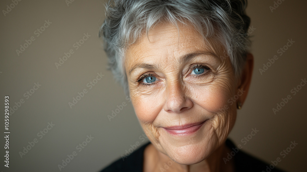 Elderly Woman with Gray Hair and Warm Smile Elderly Woman with Gray Hair and Warm Smile