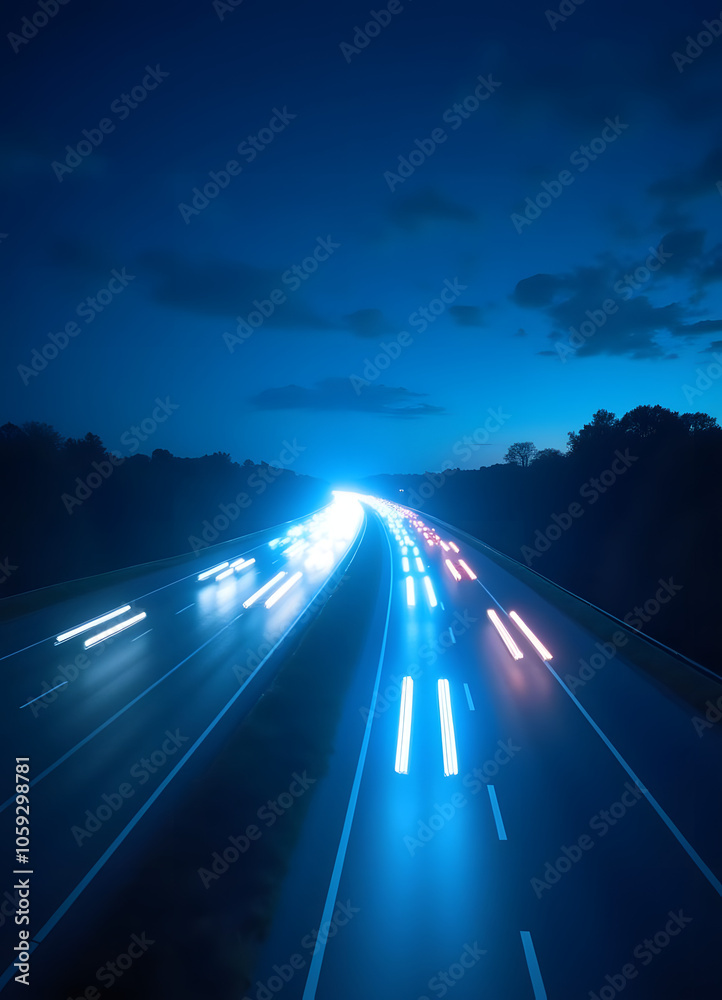 Obraz premium highway at night light trails