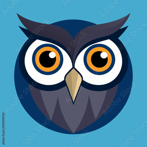 A friendly cartoon owl with big, bright eyes. This illustration is perfect for children's books, educational materials, or any project that needs a touch of whimsy. photo