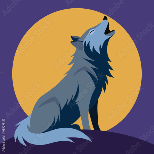 A stylized illustration of a wolf howling at the moon, capturing the essence of wildness and primal instincts. The wolf is depicted in a dynamic pose.