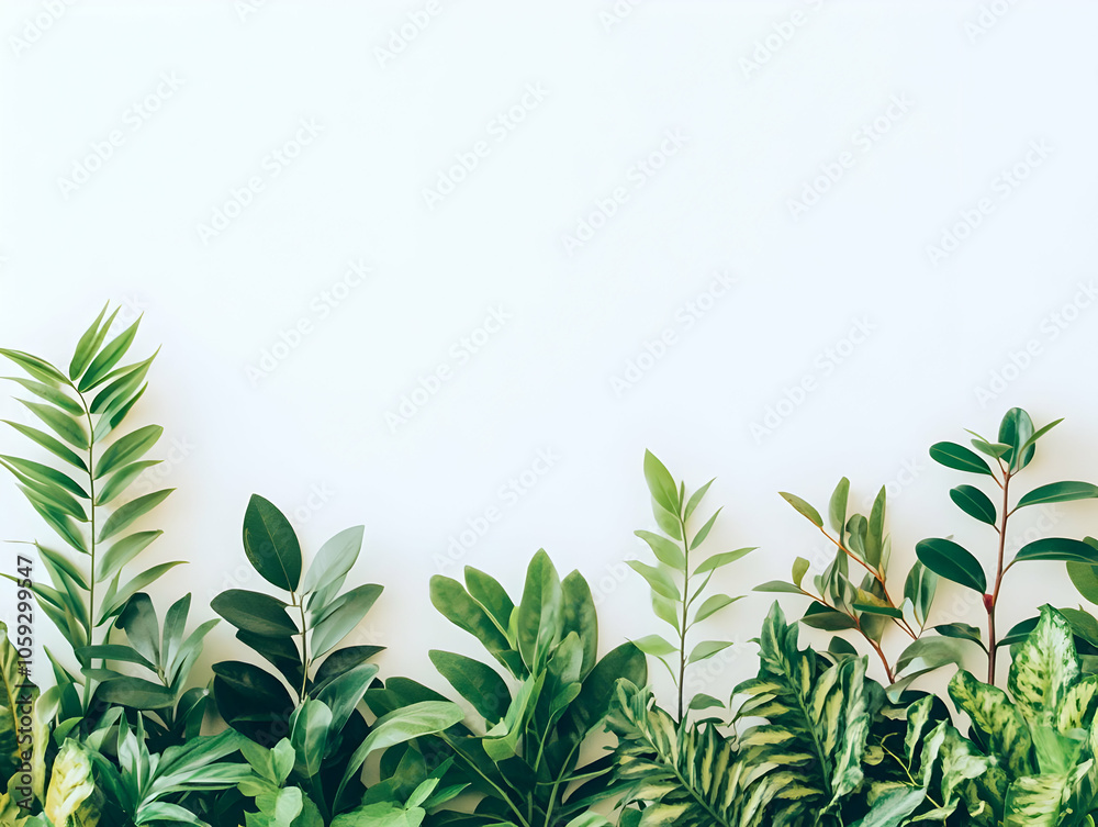 A collection of various green leaves arranged against a light background. A collection of various green leaves arranged against a light background.