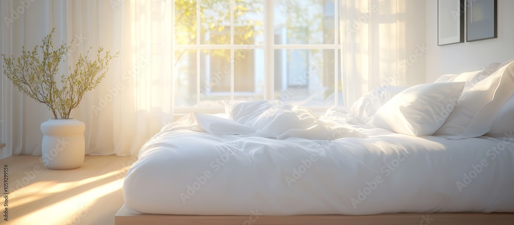 Gentle morning light enhances the simplicity of the room. Gentle morning light enhances the simplicity of the room.
