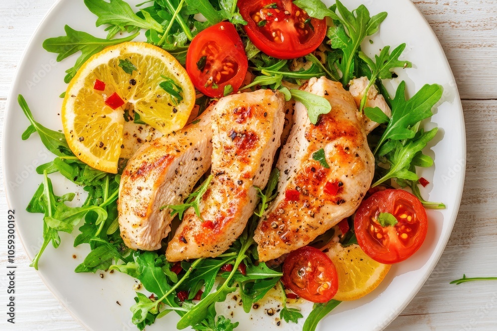 Tasty chicken piccata on light wood table zoomed in Tasty chicken piccata on light wood table zoomed in