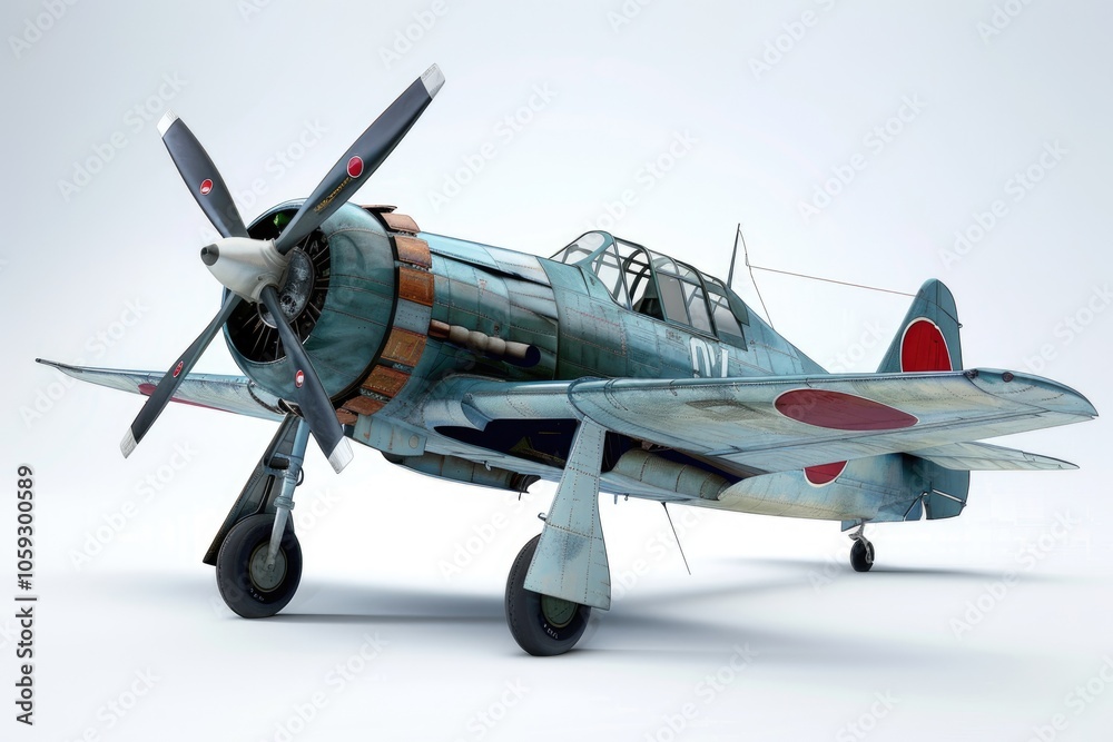 Fototapeta premium Japanese fighter plane Zero Fighter on a white background