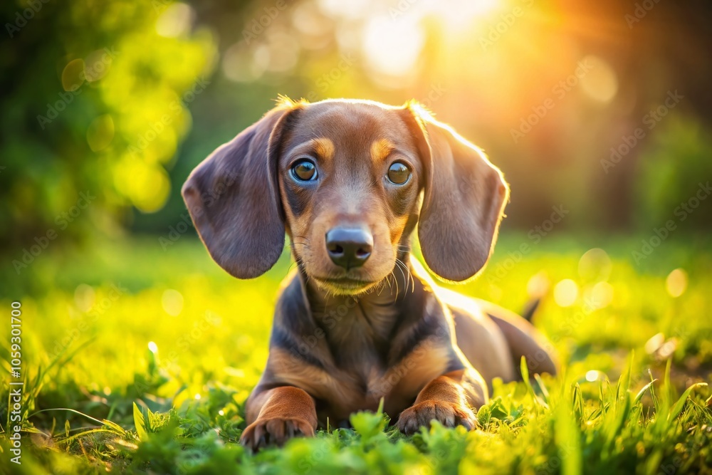 Cute Dachshund Puppy Lying on Grass with Paws Up - Adorable Canine Moments, Playful Pets, Nature, and Puppy Love in Documentary Style Photography Cute Dachshund Puppy Lying on Grass with Paws Up - Adorable Canine Moments, Playful Pets, Nature, and Puppy Love in Documentary Style Photography