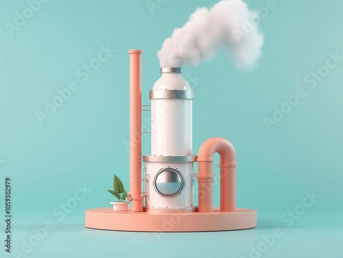 Geothermal power plant, urban ecoindustrial park, clean tech, 3D illustration photo