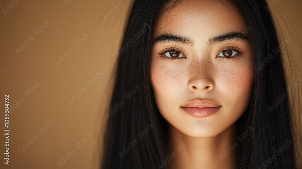 Young Asian Woman with Warm Tones and Subtle Smile Young Asian Woman with Warm Tones and Subtle Smile