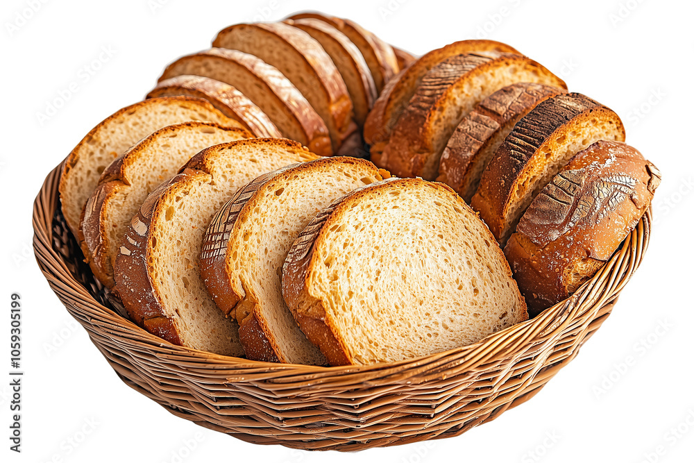 Freshly Baked Bread Slices in a Basket Freshly Baked Bread Slices in a Basket
