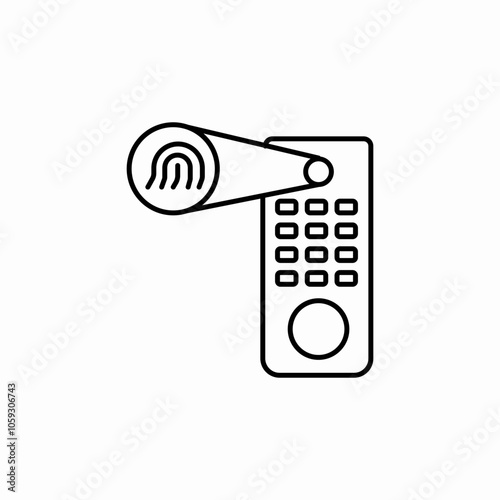 door lockpad finger print safety icon sign vector