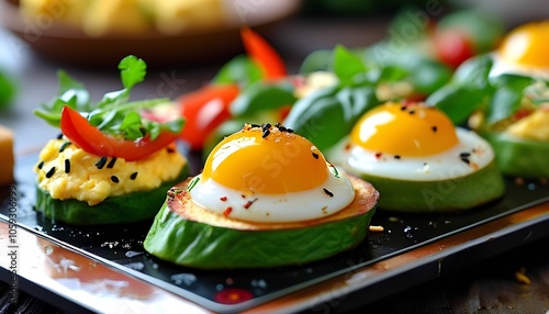 Healthy Avocado Toast Breakfast with Eggs and Fresh Vegetables