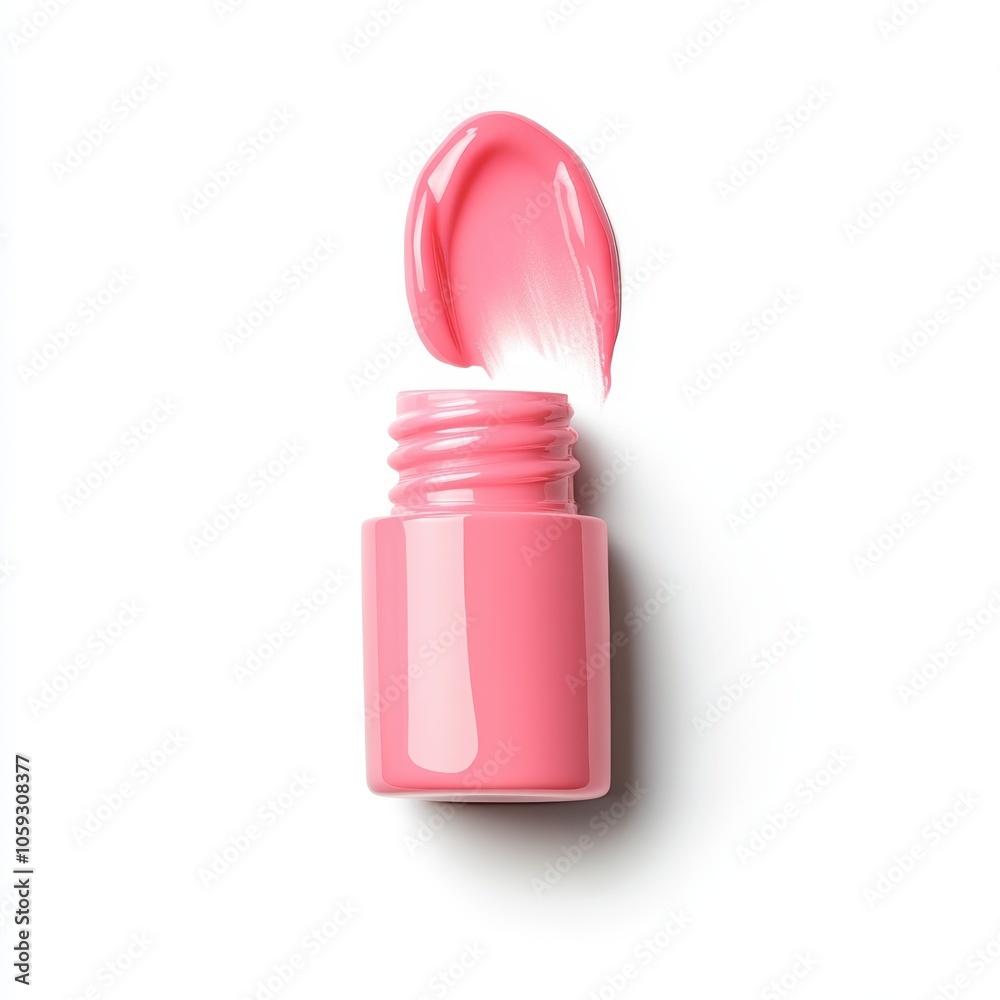 A vibrant pink nail polish bottle with a paint swirl, showcasing a glossy finish and playful color, perfect for nail art and beauty enthusiasts. A vibrant pink nail polish bottle with a paint swirl, showcasing a glossy finish and playful color, perfect for nail art and beauty enthusiasts.