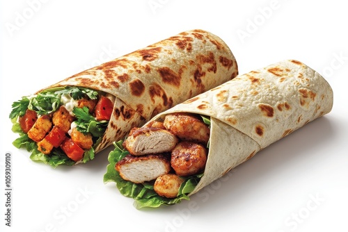 Wrap sandwiches including zinger tikka and chicken rolls for a Dubai cafeteria photo