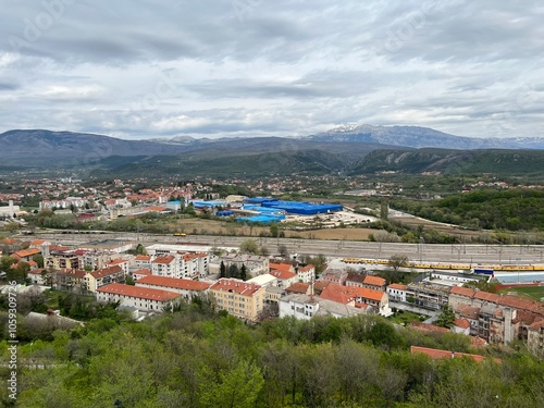 View of the city of Knin from the ancient fortress of Knin, Croatia - Blick auf die Stadt Knin von der alten Festung Knin, Kroatien - Pogled na grad Knin sa drevne Kninske tvrđave, Hrvatska photo