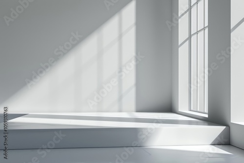 Gray background for product presentation with shadow and light from windows