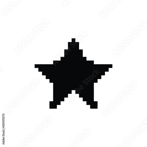 Wallpaper Mural Black pixel star. Design element with jagged 8bit edges for games and computer annotations with retro vector graphics Torontodigital.ca