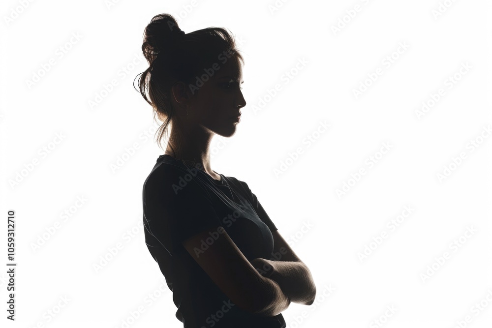 Confident young woman in silhouette on white background. Confident young woman in silhouette on white background.
