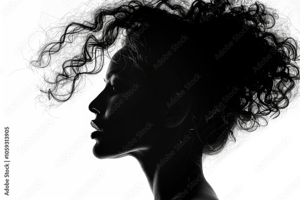 Silhouette of woman head shot. Hair care. Silhouette of woman head shot. Hair care.