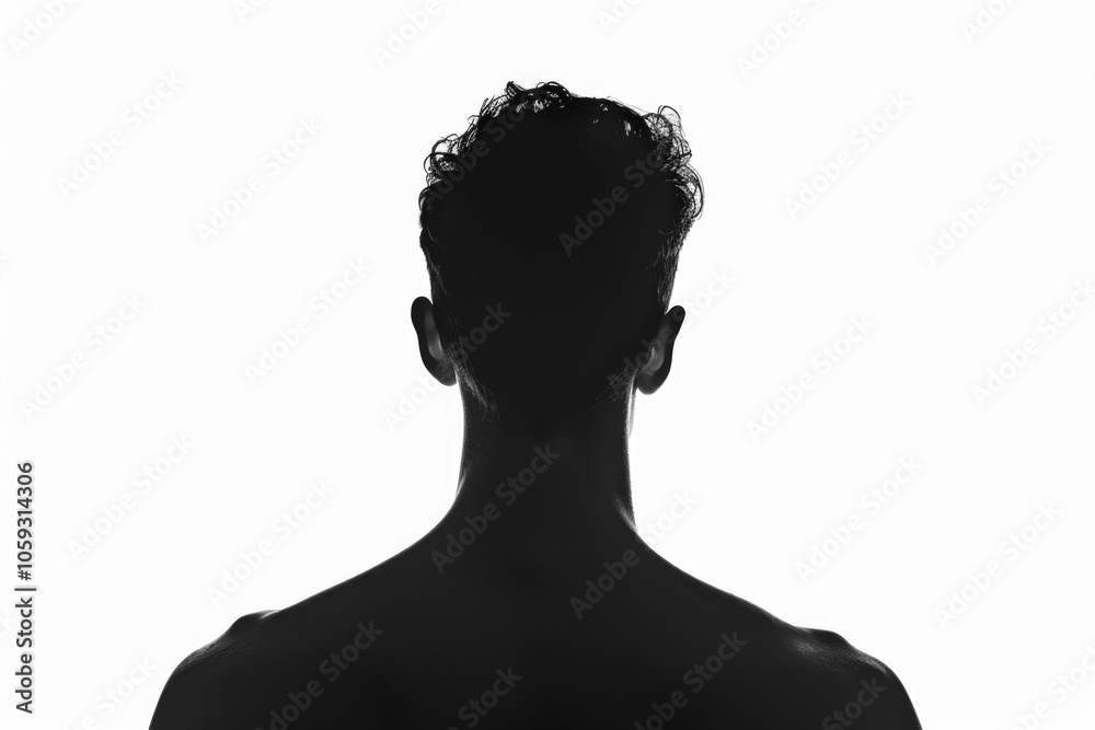 Silhouette portrait of man with his back looking away isolated on white background Silhouette portrait of man with his back looking away isolated on white background