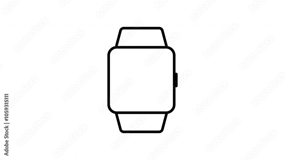 Smartwatch animated line icon. Black color line icon animation. 4K video with transparent background Smartwatch animated line icon. Black color line icon animation. 4K video with transparent background