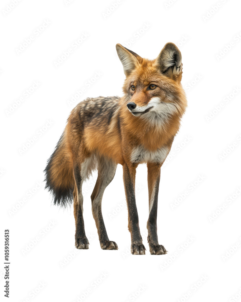 Fototapeta premium Fox stands on a white background