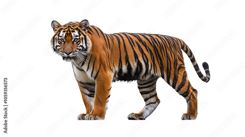 Tiger is walking on a white background Tiger is walking on a white background