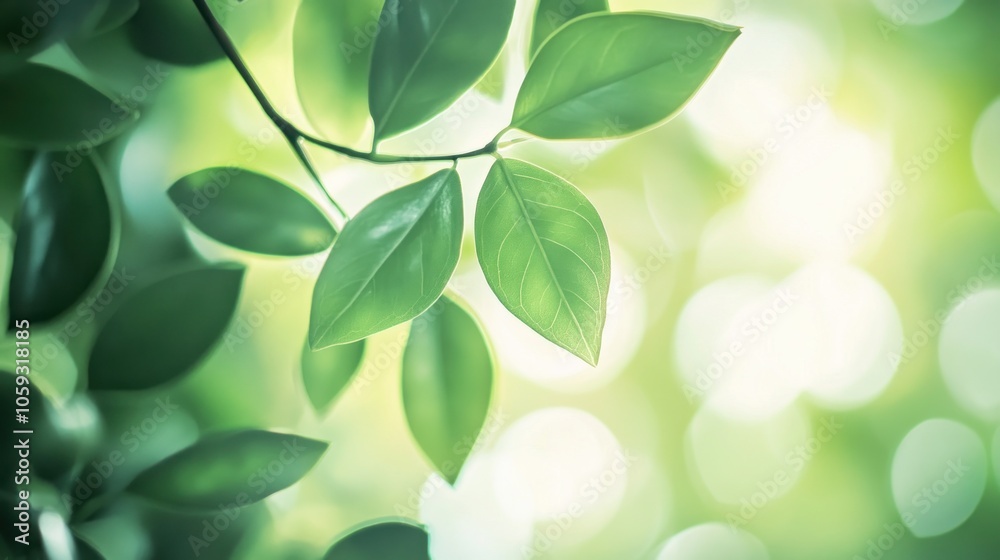 Green Leaves with Soft Bokeh Background Green Leaves with Soft Bokeh Background