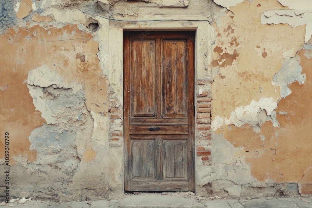 Old, weathered wooden door of a decaying building. Old, weathered wooden door of a decaying building.