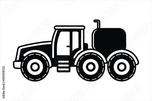 A modern tracktor silhouette vector illustration on white background.