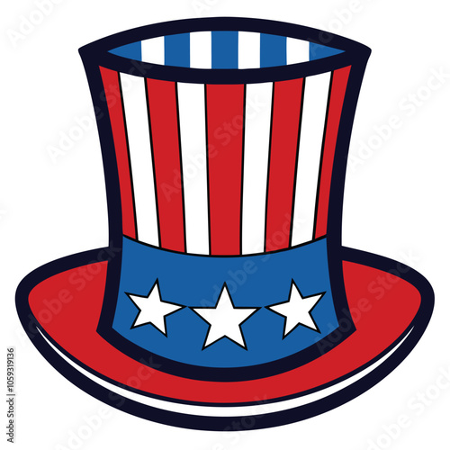 Uncle Sam Hat Decoration – Patriotic American Symbol on White Background.