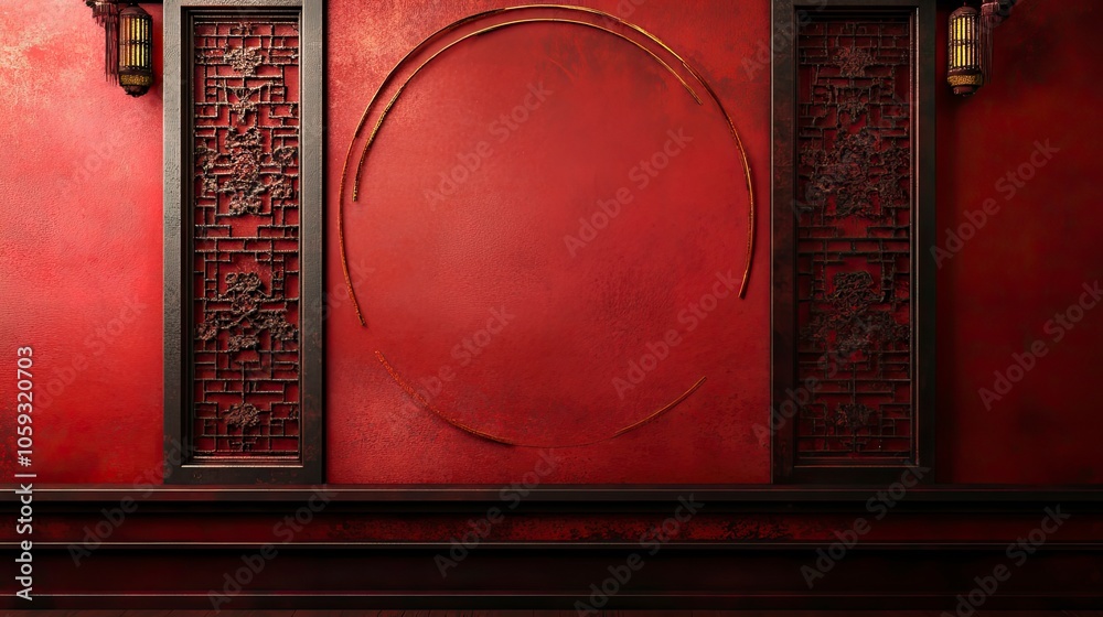 Fototapeta premium Chinese Traditional Background, copy-space with generative ai