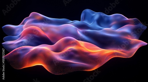 Abstract Digital Wave Pattern in Neon Colors