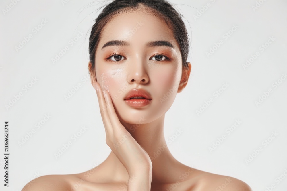 Asian woman with clean skin beauty and spa portrait Asian woman with clean skin beauty and spa portrait