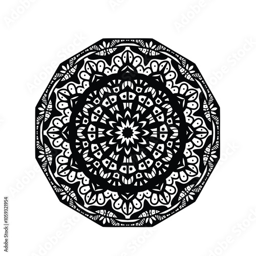 Ornamental round lace ornament, gorgeous mandala design, design element. 