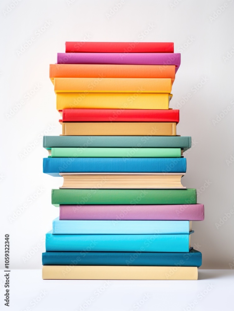 A vibrant assortment of books stacked neatly together. A vibrant assortment of books stacked neatly together.
