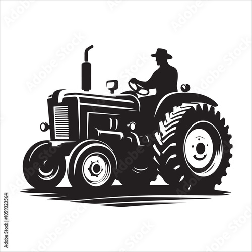 Tractor silhouette vector art illustration