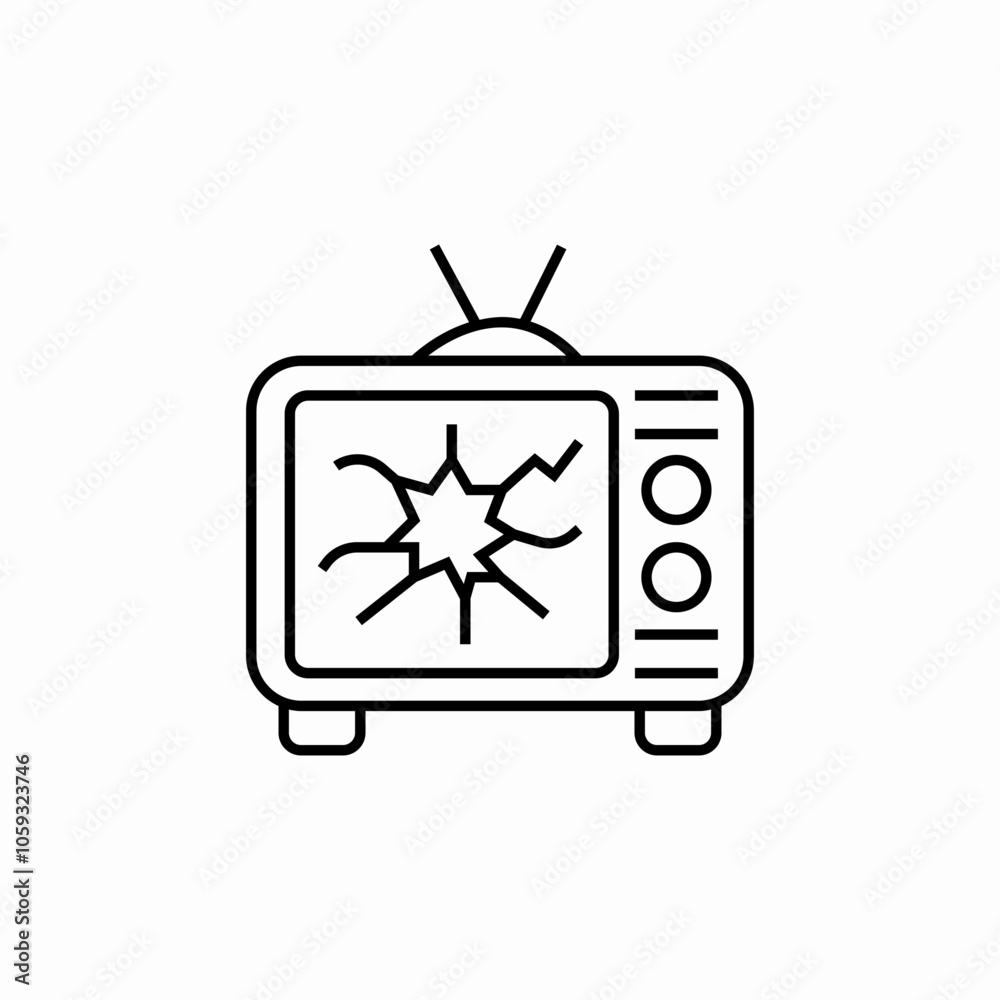broken screen tv icon sign vector broken screen tv icon sign vector